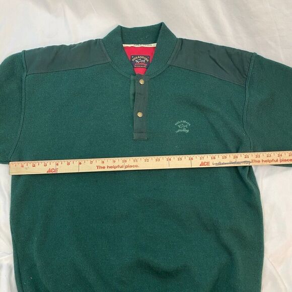 Vintage Paul & Shark Yachting Wool Knit Sweater Elbow Patch Mens size L Green - Picture 8 of 10